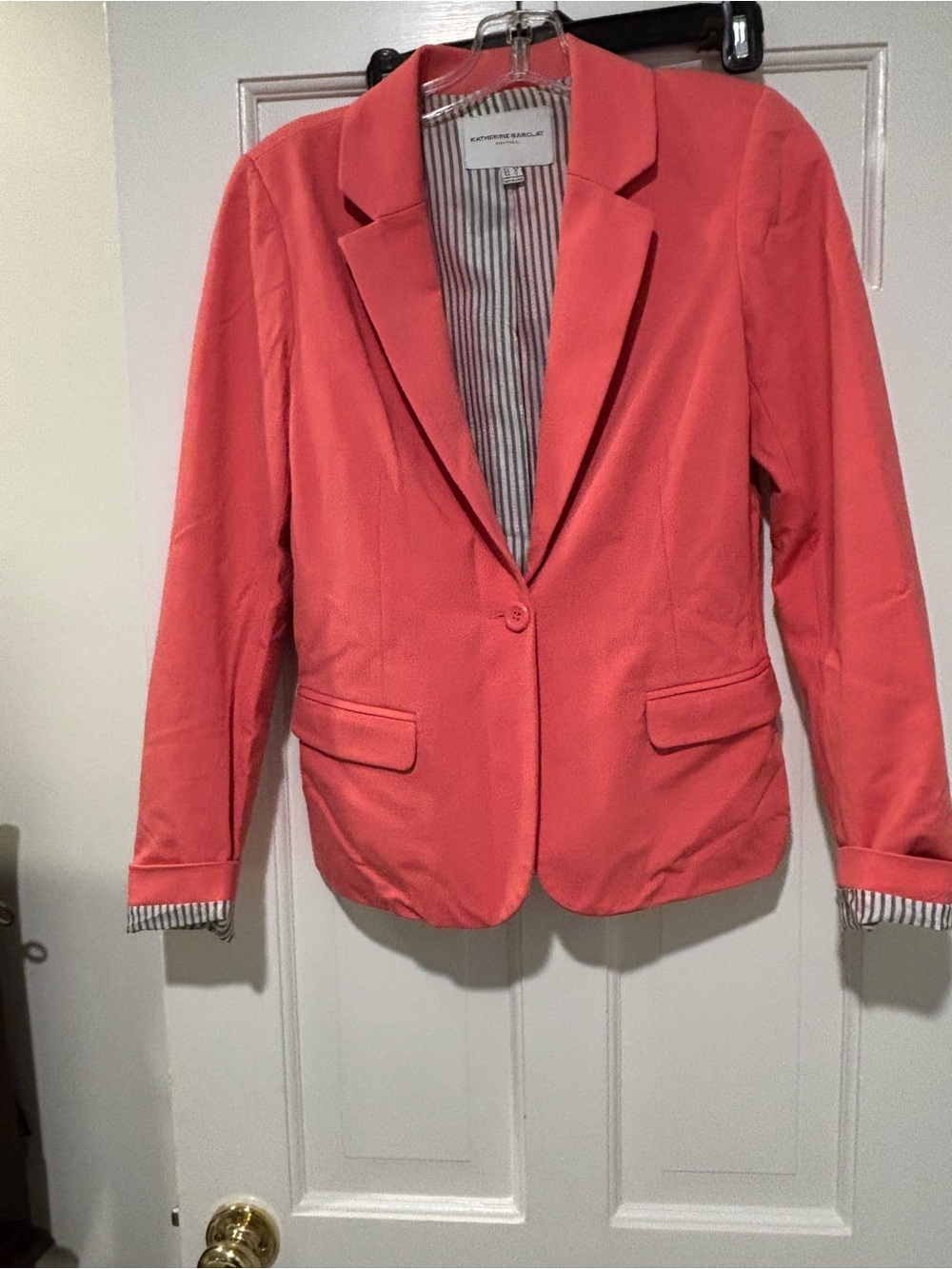Katherine Barclay Coral-Pink Single-Button Blazer